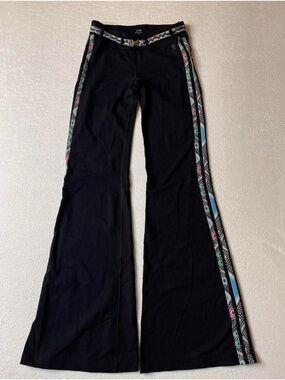 Black Bebe Sport Flared Women’s jeans vintage with Colorblock Side Trim y2k